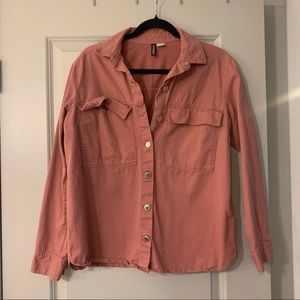 H&M Pink Utility Button Down Shirt Jacket